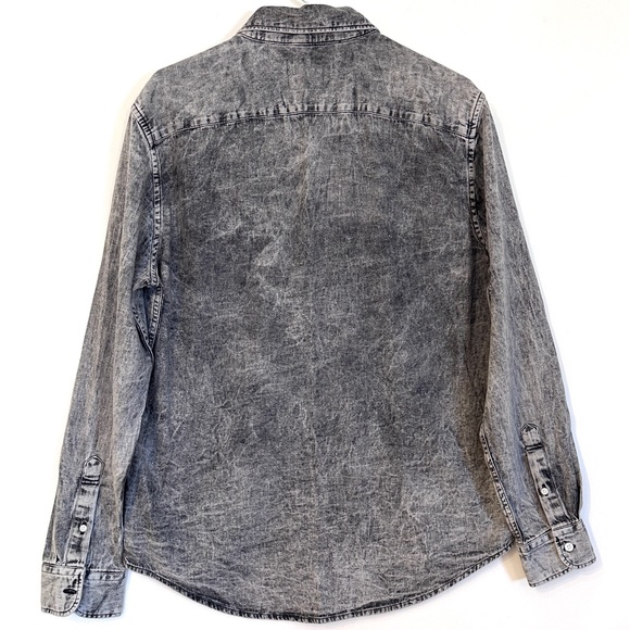 🦖AMERICAN EAGLE OUTFITTERS MEN’S  BLACK WASH DENIM SHIRT SIZE-L - Picture 3 of 9
